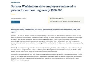 Washington employee theft gambling addiction